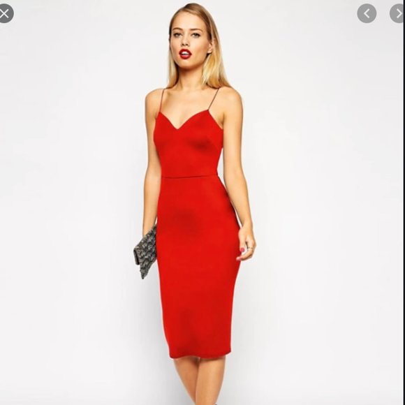 ASOS Dresses & Skirts - ASOS Scuba Deep Plunge Midi Dress